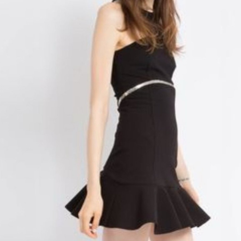 Maje Black Mini Dress with Silver Detail